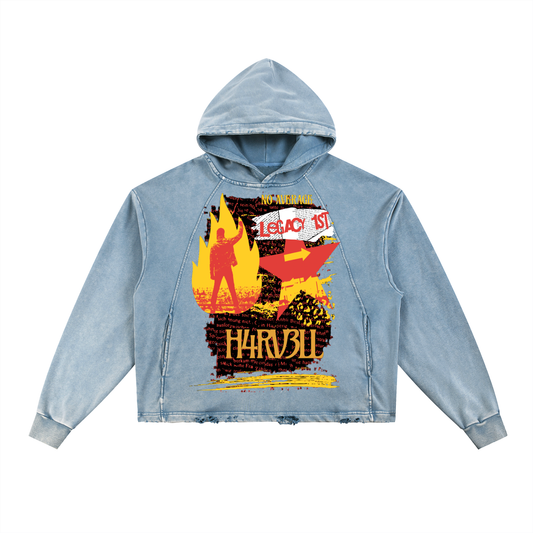 H4RV3LL (Legacy 1st) Vintage Washed Frayed-Hem Hoodie